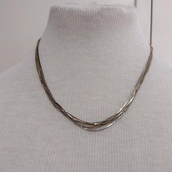 Silver & Gold Tone Multiple Layer Necklace - Picture 2 of 7
